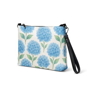 Blue Hydrangeas Crossbody Faux Leather Chic Bag - Dipaliz - Cross Body Bags