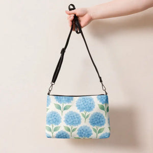 Blue Hydrangeas Crossbody Faux Leather Chic Bag - Dipaliz - Cross Body Bags