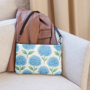Blue Hydrangeas Crossbody Faux Leather Chic Bag - Dipaliz - Cross Body Bags