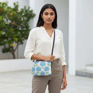 Blue Hydrangeas Crossbody - Faux Leather - Dipaliz - Cross Body Bags