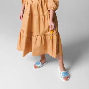 Blue Hydrangeas Womens Slides Comfort Upper Strap Sandals Dipaliz