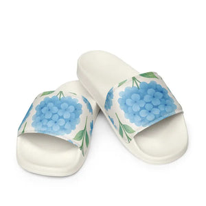 Blue Hydrangeas Womens Slides Comfort Upper Strap Sandals Dipaliz