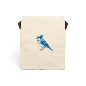Vibrant Blue Jay Canvas Lunch Bag - Natural Cotton - Dipaliz - Bags