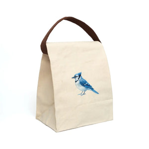 Vibrant Blue Jay Canvas Lunch Bag - Natural Cotton - Dipaliz - Bags