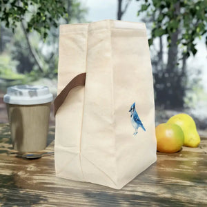 Canvas Lunch Bag - Vibrant Blue Jay Natural Cotton - Dipaliz - 8’’ x 12.5’’ 5.5’’ / Bags