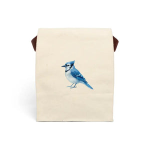Canvas Lunch Bag - Vibrant Blue Jay Natural Cotton - Dipaliz - 8’’ x 12.5’’ 5.5’’ / Bags