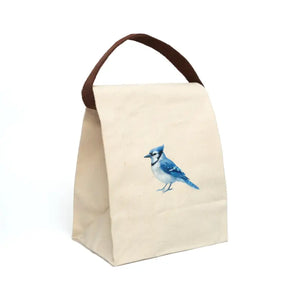 Canvas Lunch Bag - Vibrant Blue Jay Natural Cotton - Dipaliz - 8’’ x 12.5’’ 5.5’’ / Bags