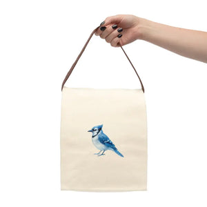 Canvas Lunch Bag - Vibrant Blue Jay Natural Cotton - Dipaliz - 8’’ x 12.5’’ 5.5’’ / Bags