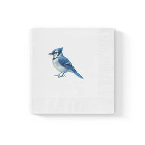 Premium Blue Jay Party Napkins Elegant White Coined Edges Dipaliz - 4.8’’ x / 50 Pcs - Paper