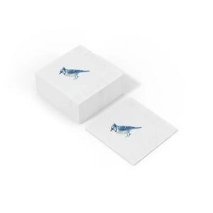Premium Blue Jay Party Napkins Elegant White Coined Edges Dipaliz - Paper
