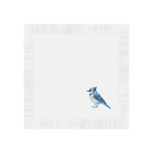 Premium Blue Jay Party Napkins Elegant White Coined Edges Dipaliz - Paper
