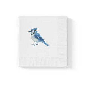 Premium Blue Jay Party Napkins Elegant White Coined Edges Dipaliz - Paper