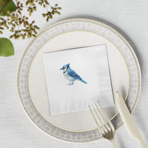 Premium Blue Jay Party – Elegant White Coined - Dipaliz - Paper Napkins