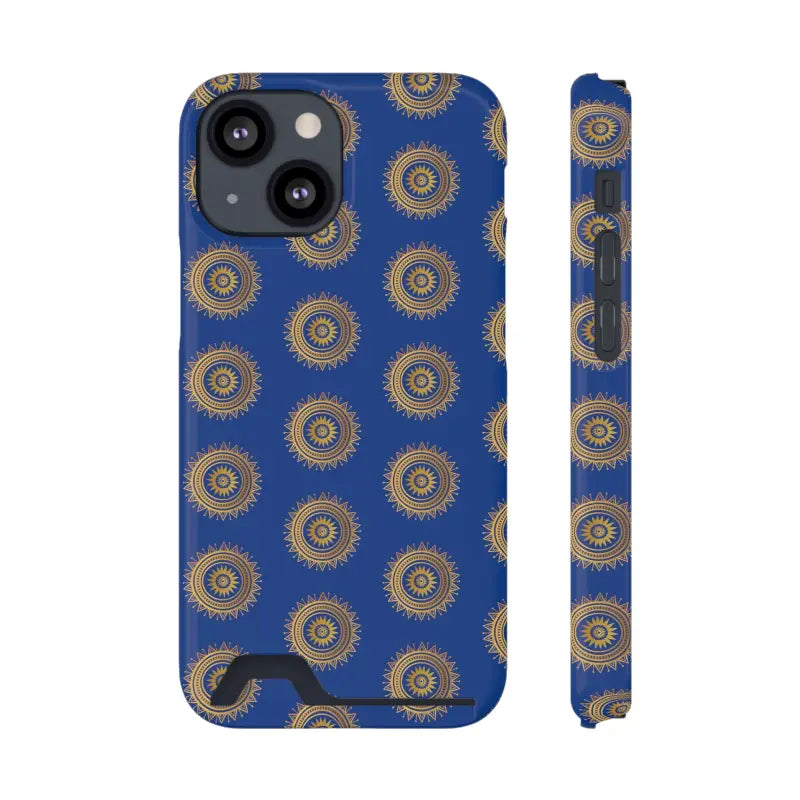 Elevate Style with Blue Mandal Pattern Phone Case & Card Holder - Iphone 13 Mini / Glossy / Without Gift Packaging