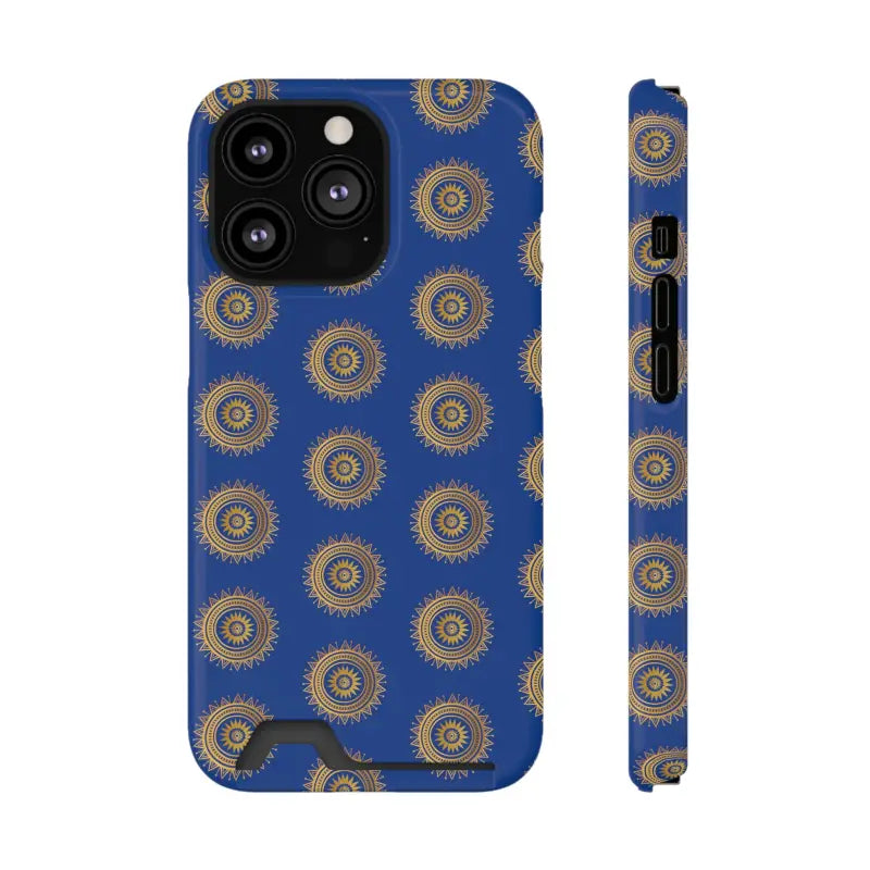 Elevate Style with Blue Mandal Pattern Phone Case & Card Holder - Iphone 13 Pro / Glossy / Without Gift Packaging