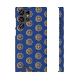 Phone Case - Blue Mandal Pattern Card Holder - Dipaliz - Samsung Galaxy S22 Ultra / Matte / Without Gift Packaging
