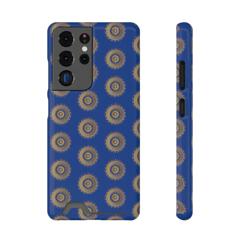 Elevate Style with Blue Mandal Pattern Phone Case & Card Holder - Samsung Galaxy S21 Ultra / Glossy / Without Gift