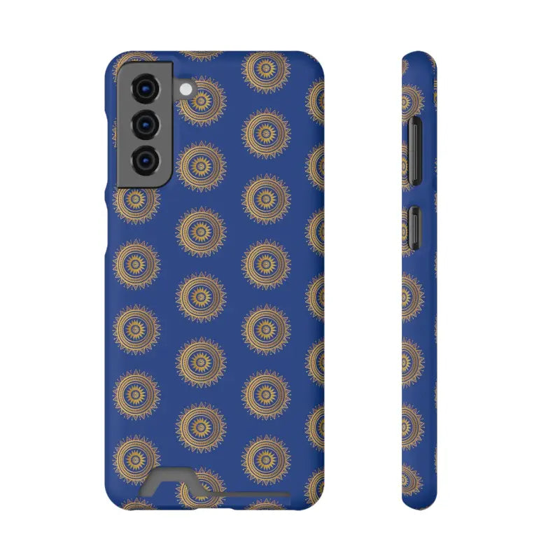 Elevate Style with Blue Mandal Pattern Phone Case & Card Holder - Samsung Galaxy S21 Plus / Matte / Without Gift