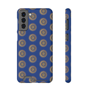 Phone Case - Blue Mandal Pattern Card Holder - Dipaliz - Samsung Galaxy S21 Plus / Matte / Without Gift Packaging