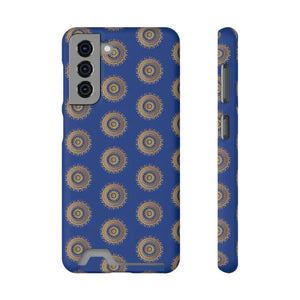 Phone Case - Blue Mandal Pattern Card Holder - Dipaliz - Samsung Galaxy S21 / Matte / Without Gift Packaging - Mobile