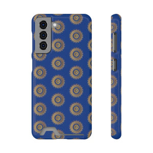 Phone Case - Blue Mandal Pattern Card Holder - Dipaliz - Samsung Galaxy S21 / Glossy / Without Gift Packaging - Mobile