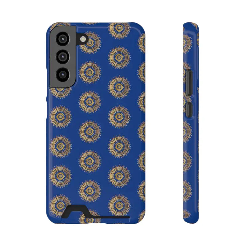 Elevate Style with Blue Mandal Pattern Phone Case & Card Holder - Samsung Galaxy S22 Plus / Glossy / Without Gift