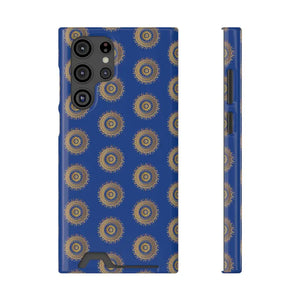 Phone Case - Blue Mandal Pattern Card Holder - Dipaliz - Samsung Galaxy S22 Ultra / Glossy / Without Gift Packaging