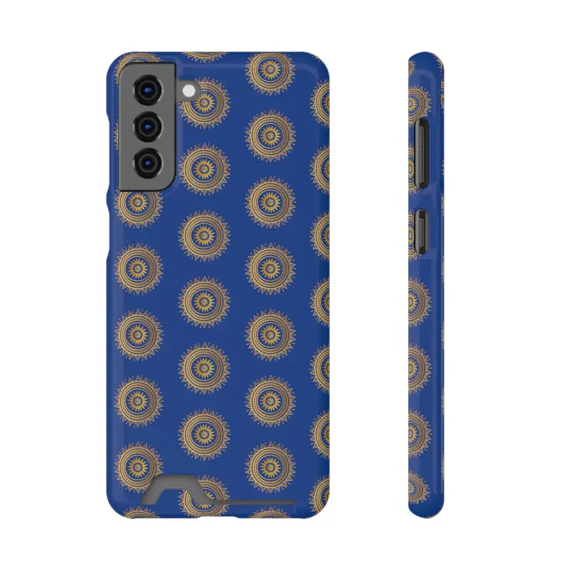 Elevate Style with Blue Mandal Pattern Phone Case & Card Holder - Samsung Galaxy S21 Plus / Glossy / Without Gift