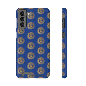 Phone Case - Blue Mandal Pattern Card Holder - Dipaliz - Samsung Galaxy S21 Plus / Glossy / Without Gift Packaging