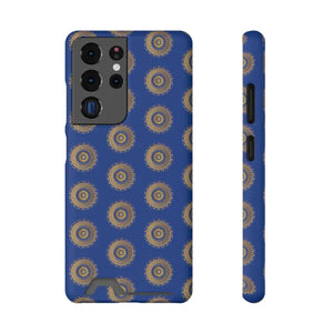 Phone Case - Blue Mandal Pattern Card Holder - Dipaliz - Samsung Galaxy S21 Ultra / Matte / Without Gift Packaging