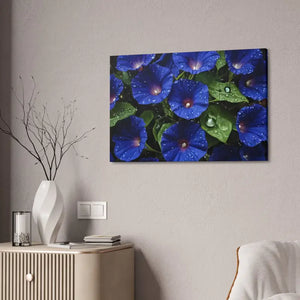 Canvas - Blue Morning Glory Art - Rainy Bloom Print - Dipaliz 36″ x 24″ (horizontal) / 1.5’’