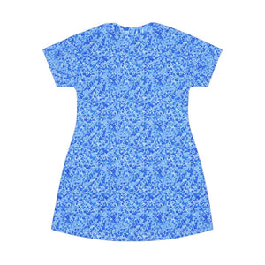 Blue Mosaic All Over Print t Shirt Dress Casual Summer Beachwear Dipaliz - Dresses