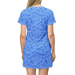 Blue Mosaic All Over Print t Shirt Dress Casual Summer Beachwear Dipaliz - Dresses