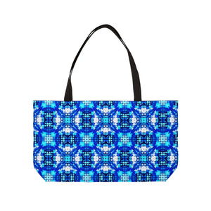 Blue Mosaic Weekender Tote Bag, Geometric Beach/travel Carryall - Bags