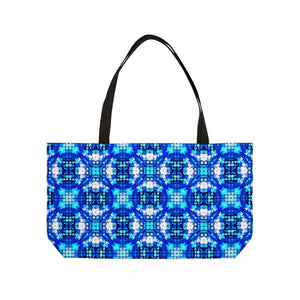 Blue Mosaic Weekender Tote Bag, Geometric Beach/travel Carryall - Bags