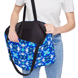 Blue Mosaic Weekender Tote Bag, Geometric Beach/travel Carryall - Bags