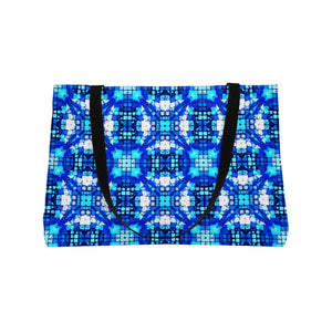 Blue Mosaic Weekender Tote Bag, Geometric Beach/travel Carryall - Bags