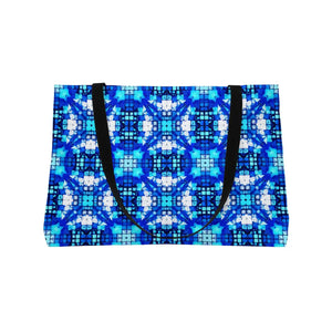 Blue Mosaic Weekender Tote Bag, Geometric Beach/travel Carryall - Bags