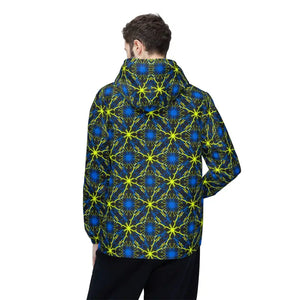 Outerwear - Neon Kaleidoscope Windbreaker - Electric Blue Geometric - Dipaliz