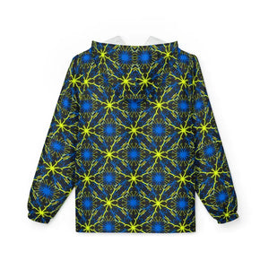 Outerwear - Neon Kaleidoscope Windbreaker - Electric Blue Geometric - Dipaliz
