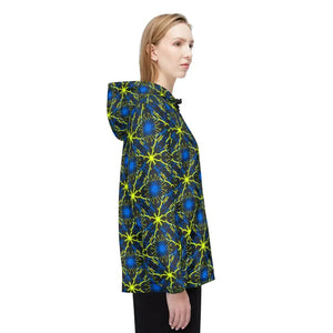 Outerwear - Neon Kaleidoscope Windbreaker - Electric Blue Geometric - Dipaliz