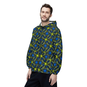 Outerwear - Neon Kaleidoscope Windbreaker - Electric Blue Geometric - Dipaliz