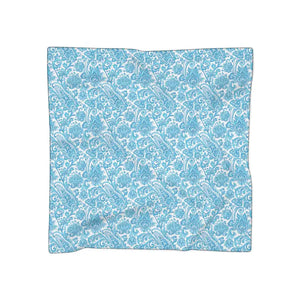 Accessories - Blue Paisley Polyester Scarf - Lightweight Floral Pattern - Dipaliz