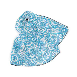 Accessories - Blue Paisley Polyester Scarf - Lightweight Floral Pattern - Dipaliz Poly Chiffon / 25’’ ×