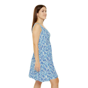 Blue Paisley Skater Dress – Summer Style - Dipaliz - Dresses - Xs