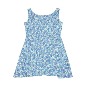 Blue Paisley Skater Dress – Summer Style - Dipaliz - Dresses - Xs