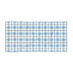 Blue Plaid Beach Towel – Cotton Loop Backing - Dipaliz - Towels
