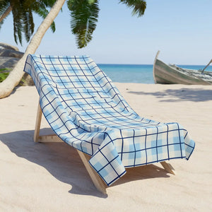 Blue Plaid Beach Towel – Cotton Loop Backing - Dipaliz - Towels