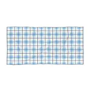 Blue Plaid Beach Towel – Cotton Loop Backing - Dipaliz - Towels