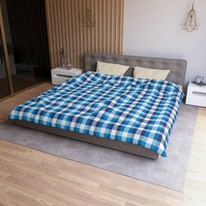 Blue Plaid Microfiber Duvet – Brushed Softness - Dipaliz - Covers